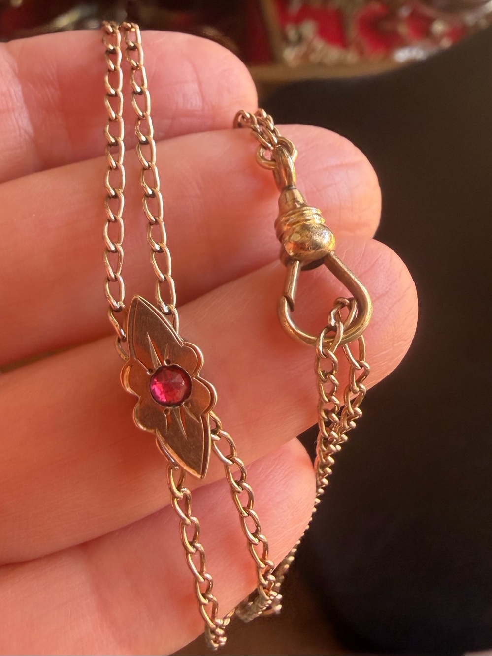 Vintage Victorian Gold Filled Watch chain slide chain
